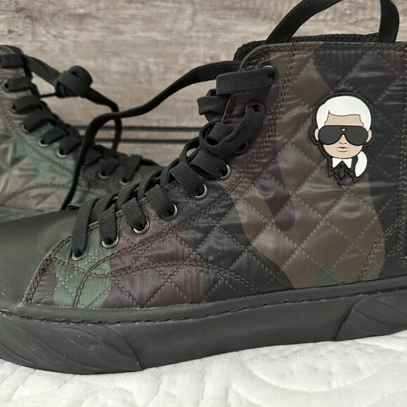 NWOB Karl Lagerfeld Paris Men\'s SHOES 10.5 Double Back Zip Quilted Camo Hi Top Karl Lagerfeld Men main image 2